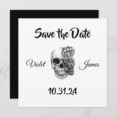skull save the date invitations 
