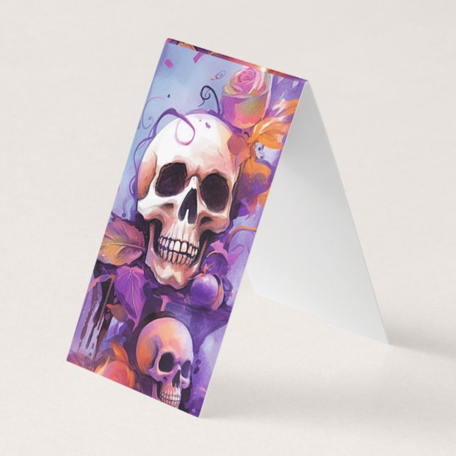 Skull Scary Halloween Folded Bookmark  Business Card (Front)