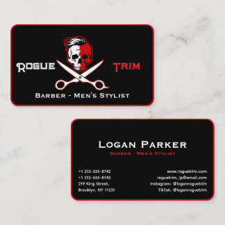 Skull Scissor Modern Barber Shop Business Card