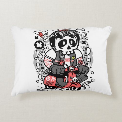  Skull Scooterist  Accent Pillow