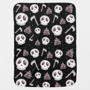 Skull Scythe Haunted House Pattern - Halloween Baby Blanket