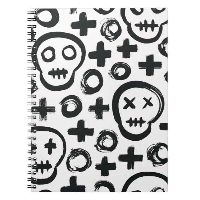 Skull seamless background. Surface decoration with Notebook (Front)