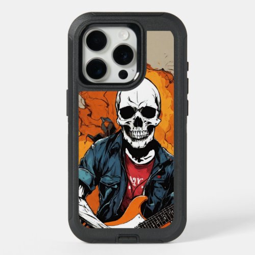 Skull Serenade Guitarist Phone Case iPhone 15 Pro Case