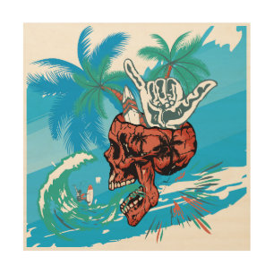 skull shaka surfing holidays crane wood wall art