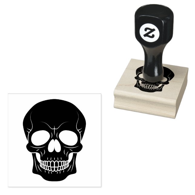 Skull Shape Silhouette Halloween Rubber Stamp (Stamped)