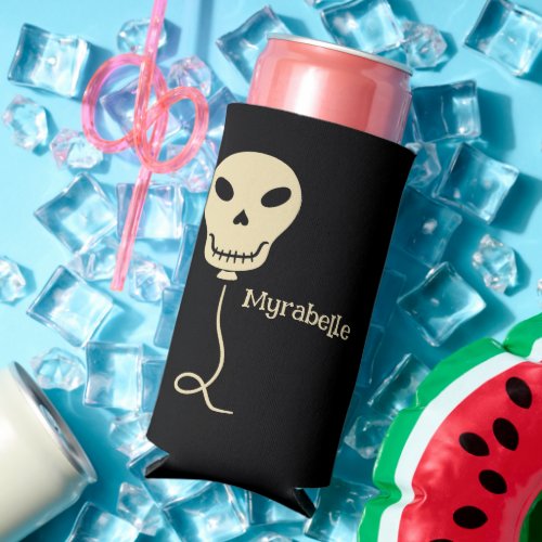 Skull Shaped Ballloons Personalized Goth Seltzer Can Cooler
