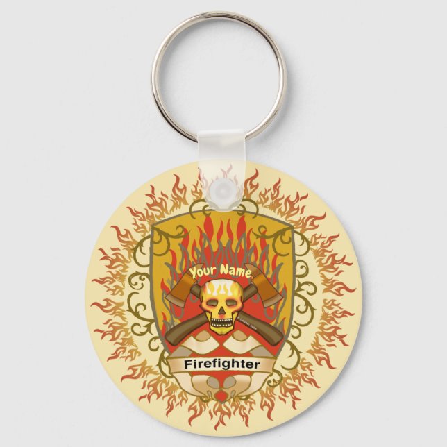 Skull Shield Firefighter  Keychain (Front)