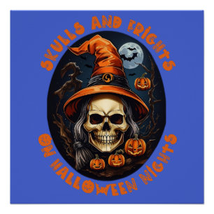 Skull Shirt Halloween Gifts Halloween Poster