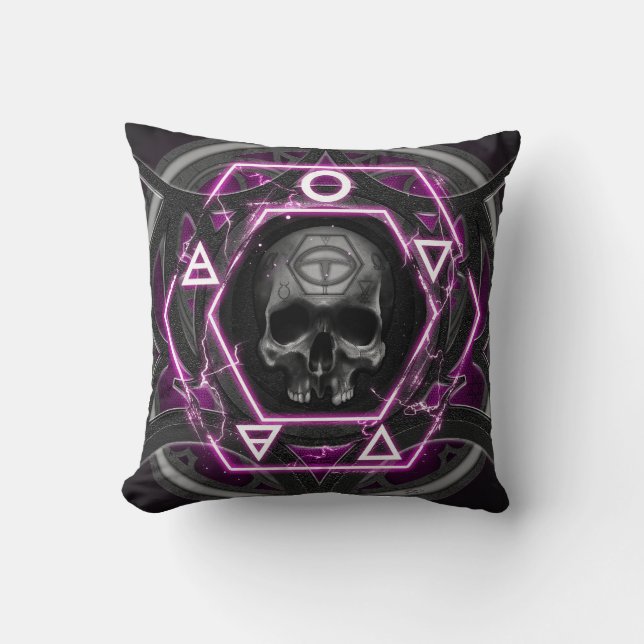 skull Sigils and seals Throw Pillow (Front)