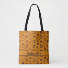 Skull Silhouette Pattern Brown Tote Bag