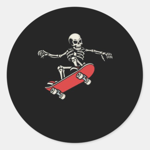skull skateboarding ollie trick classic round sticker