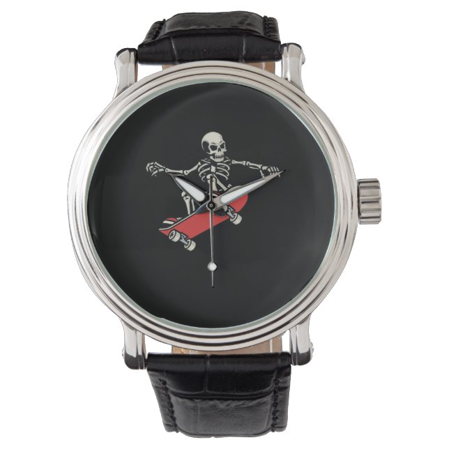 skull skateboarding ollie trick watch (Front)