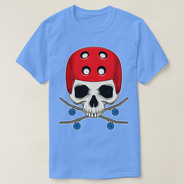 Skull Skater Skateboard Sports T-Shirt (Design Front)