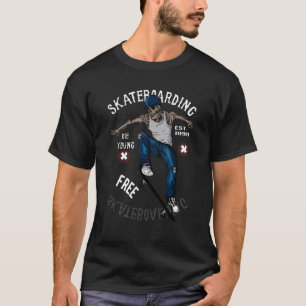 Skull Skating Skeleton Skateboard Streetwear Hip H T-Shirt