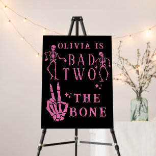 Skull Skeleton Bad to the Bone 2nd Birthday Foam Board