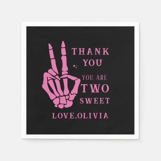 Skull Skeleton Bad to the Bone 2nd Birthday  Napkins (Front)