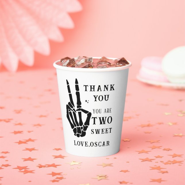 Skull Skeleton Bad to the Bone 2nd Birthday  Paper Cups (Insitu)