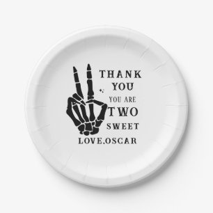 Skull Skeleton Bad to the Bone 2nd Birthday Paper Plates