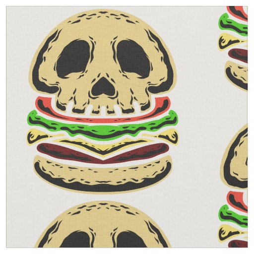 skull skeleton death spooky creepy burger  fabric