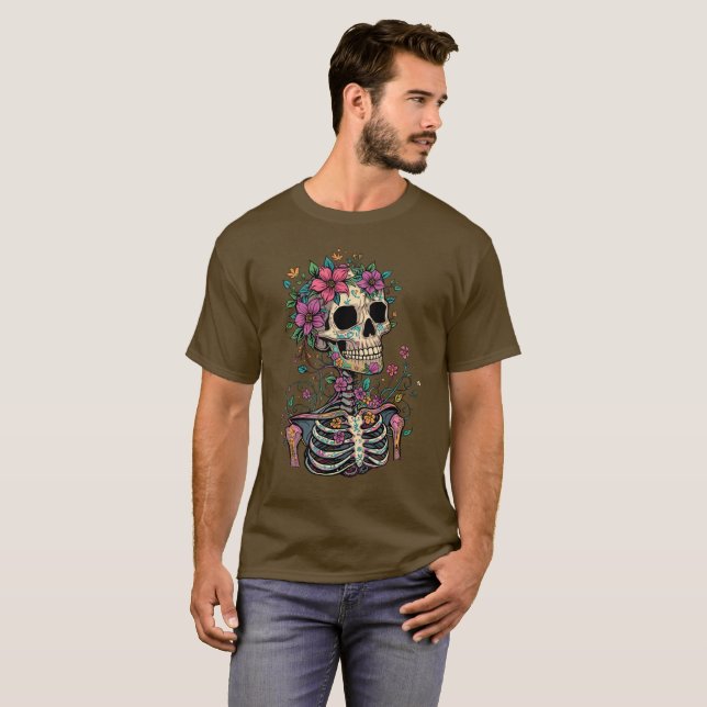 Skull Skeleton Gothic Art Dark Fantasy T-Shirt (Front Full)