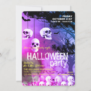 Skull Skeleton Halloween Party Freaky Night Invitation