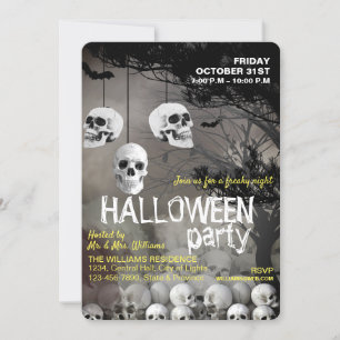 Skull Skeleton Halloween Party Freaky Night Invitation