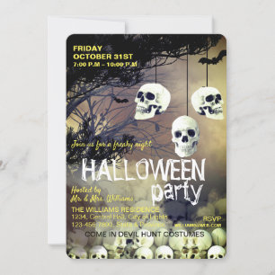 Skull Skeleton Halloween Party Freaky Night Invitation