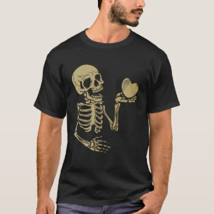 Skull Skeleton Hand Holding Red Heart Love T-Shirt