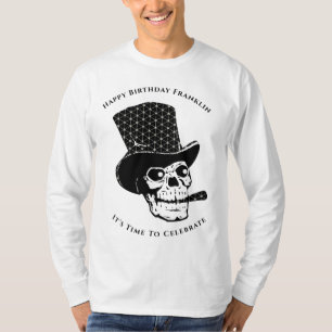  Skull Skeleton Happy Birthday Fun Personalize  T-Shirt