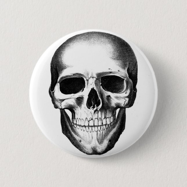 Skull Skeleton Head Scary Creepy Halloween Pinback Button (Front)