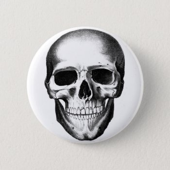 Skull Skeleton Head Scary Creepy Halloween Pinback Button by PrintTiques at Zazzle