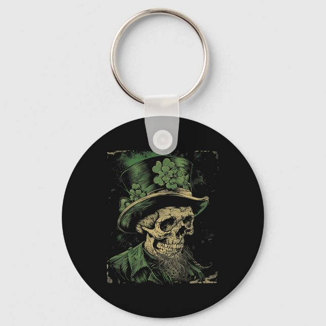 Skull Skeleton - Leprechaun St. Patrick's Day Sain Keychain (Front)