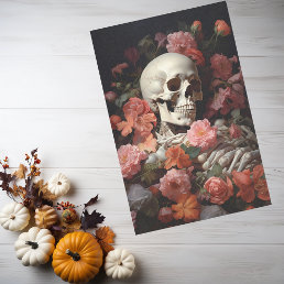 Skull Skeleton with Roses Tissue Paper