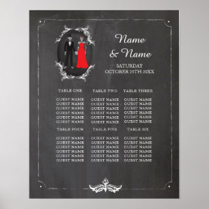 Skull Skeletons Table Plan Wedding Poster Seating