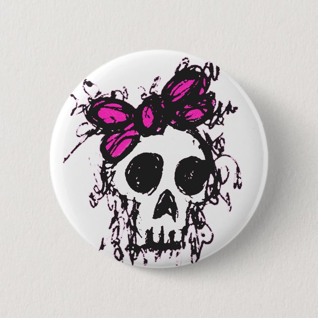 Skull Sketch Pinback Button (Front)