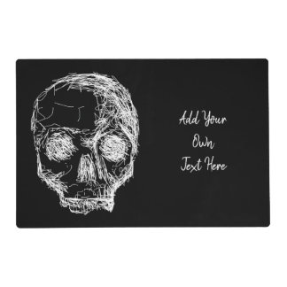 Skull Sketch. White. Placemat