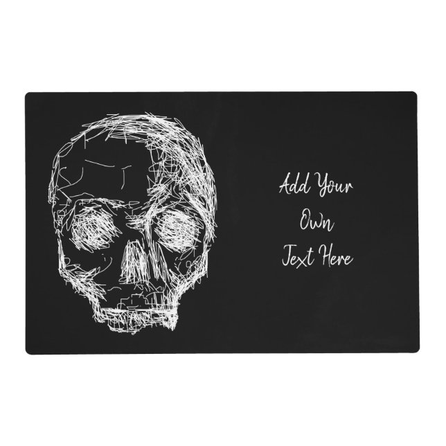 Skull Sketch. White. Placemat (Front)