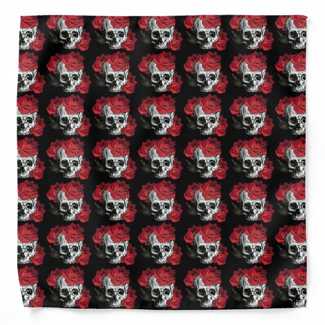 skull,skulls and roses bandana (Front)