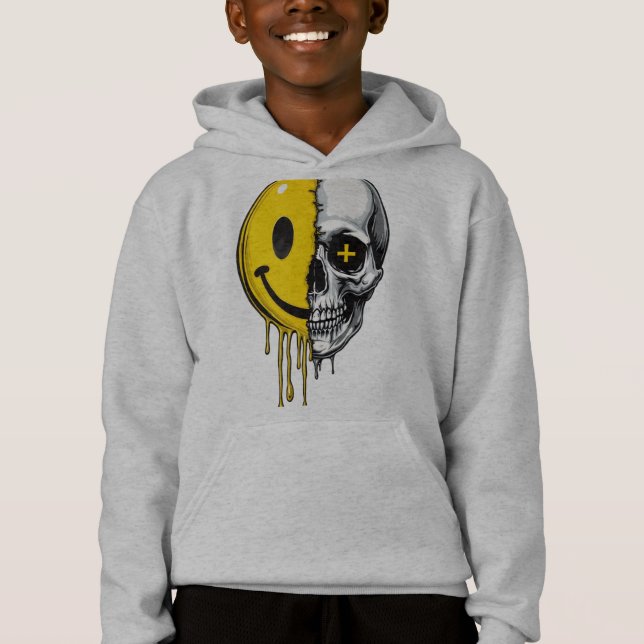 Skull Smiley Drip Hoodie – Street Art Bold Desig (Front)