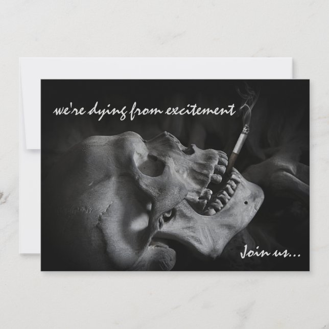 Skull Smoking Cigarette Halloween Party Invitation (Front)