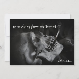 Skull Smoking Cigarette Halloween Party Invitation