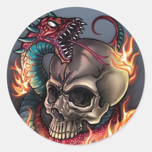 Skull  Snake Classic Round Sticker