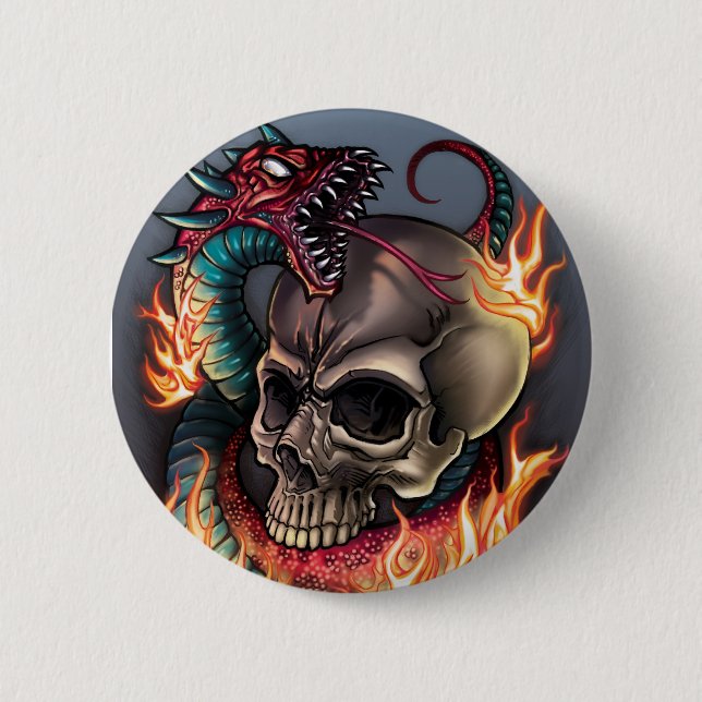 Skull + Snake Pinback Button (Front)