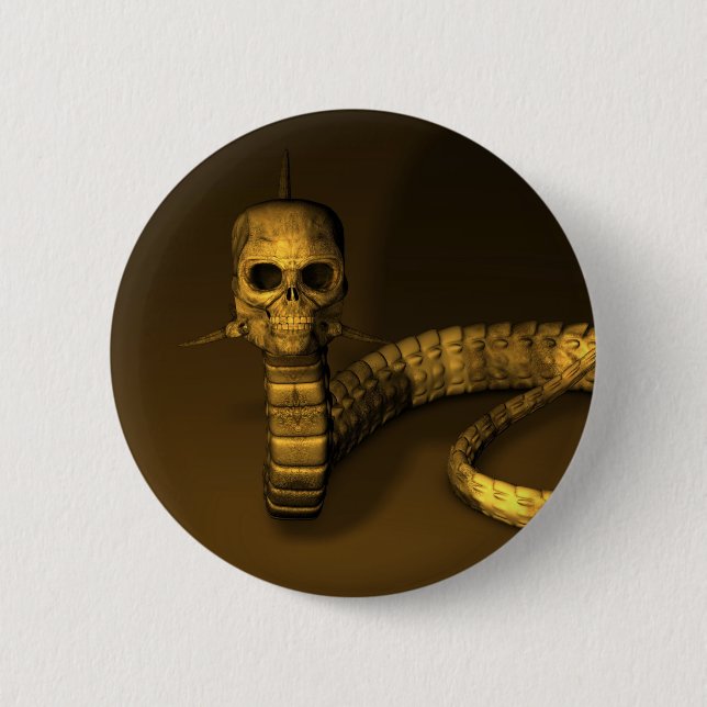 Skull Snake Pinback Button (Front)