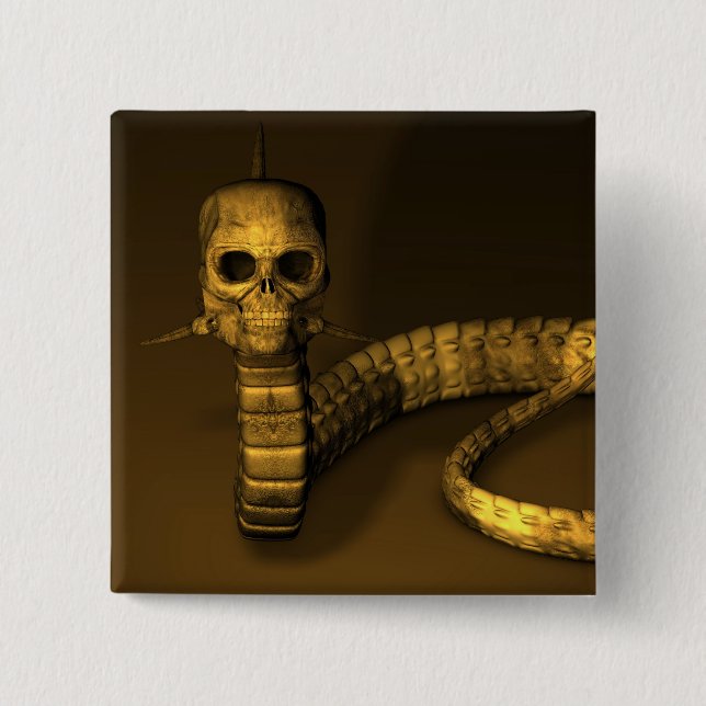 Skull Snake Pinback Button (Front)