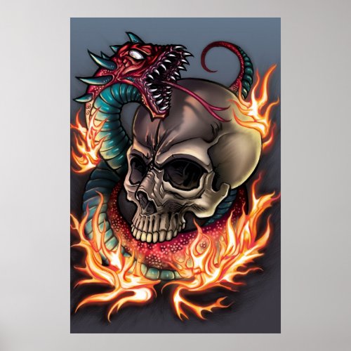 Skull  Snake Poster