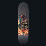 Skull Snake Skateboard<br><div class="desc">An original tattoo inspired art style illustration of a flaming skull with snake wrapped around it. This unique design was made specifically for Zazzle, featuring professional digital artwork and can be fully customized to add additional photos and text to suit. It would be ideal for tattoo admirers, comic book fans,...</div>