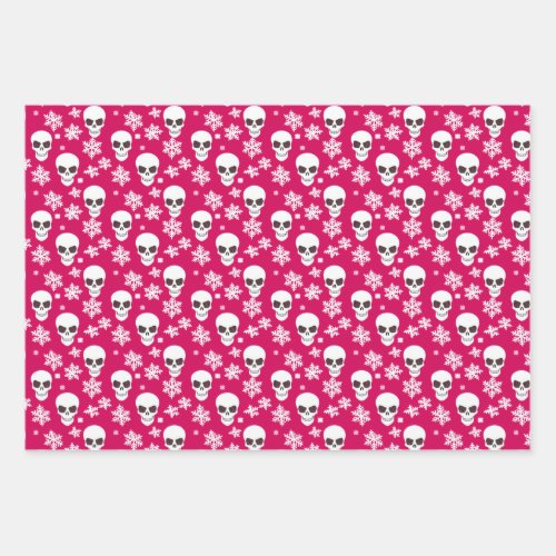 Skull  Snowflake Abstract Pattern Gift Wrap