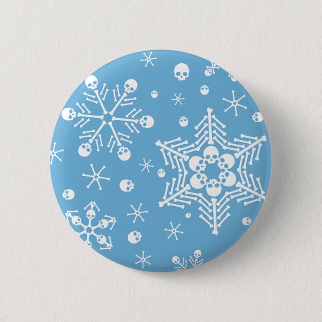 Skull Snowflakes Pinback Button (Front)