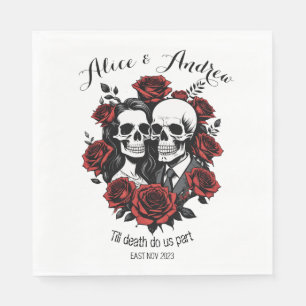 Skull souple wedding roses napkins
